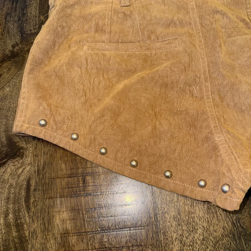 We The Free Suede Studded Tan Shorts
